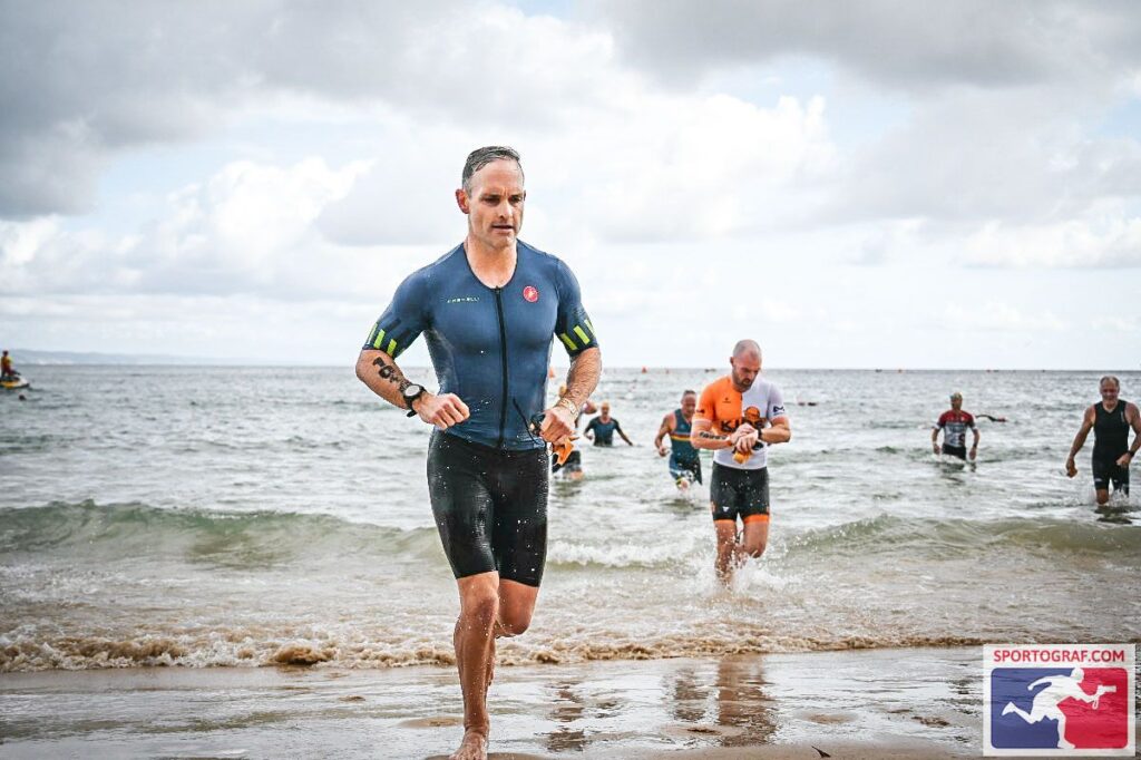 Joseph Hansell competing in a triathlon